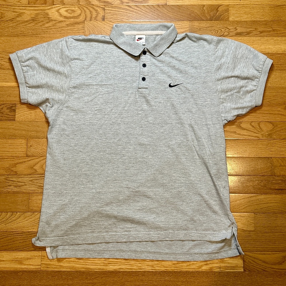 Vintage - Late 90’s - Nike Men's Light Gray Polo Shirt - GUC - Large